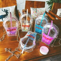 Evening Bags Cute Design Transparent Drink Bottle Crossbody Bag For Women Pvc Ladies Chain Purse Shoulder Bag Tote Mini Bag Female Bolsa T230508