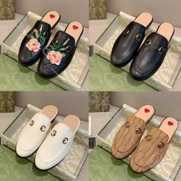 Designer Slippers Women Loafers Leather Sandals Slide Casual Shoes Slipper Mules Sandal Metal Chain Lace Velvet Slides With box