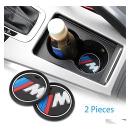 Vehicle Heating Cup 2 Pcs 2.75 Inch M Line Car Interior Accessories Anti Slip Mats For 1 3 5 7 Series F30 F35 320Li 316I X1 X3 X4 X5 Dhux8