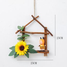 Decorative Flowers Modern Christmas Decorations Indoor Summer Sunflower Wreath Home Decoration Ornament 1PC