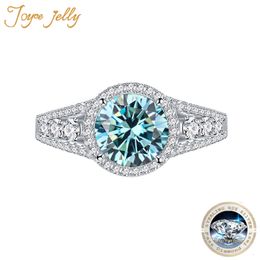 Solitaire Ring JoyceJelly Women Ring Silver 925 Jewellery For Women 2ct 8mm Blue Green Colour Gemstone Jewerly Gift Size 6-9 230508