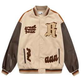 Men's Jackets Hip Hop Streetwear Vintage Baseball Jacket Letter Mountains Embroidery Patchwork Coat Men Harajuku Oversized Varsity JacketsMe