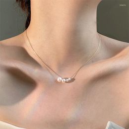 Chains Stainless Steel Gold Colour Artificial Pearl Pendant Necklace For Women Street Rustproof Neck Jewellery Party Gift