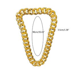 Pendant Necklaces Big Chunky Plastic Chain Faux Gold Exaggerated Necklace Creative Hip Hop Turnover For Rapper Costume PropsPendant