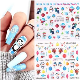 Nail Stickers Christmas 3D Art Snowflakes Tree Sock Cute Snowmen Nails Decals M76F