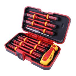 Screwdrivers Insulated Screwdriver Set Screw Driver Bit Magnetic Phillips Slotted Torx Screwdrivers Durable Holder For Electrician Hand Tools 230508