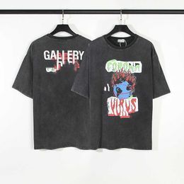 Men's T-shirt couple street large size hip hop niche loose graffiti men's and women's same style hellstar print retro short sleeve hand-painted graffiti fashion kanyess