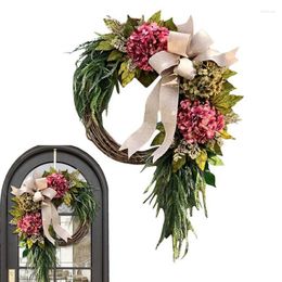 Decorative Flowers Spring Wreath 15.75inch Artificial Flower Wreaths Kitchen And Home Wedding Decoration For Wall Window Front Porch Outdoor