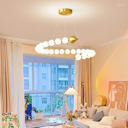 Pendant Lamps Nordic All-copper Living Room Dining Bedroom Light Luxury Pearl Necklace Modern Minimalist Bar Chandelier