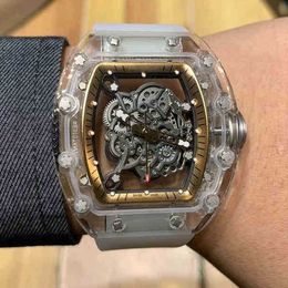 Richard's Mille Mecânica Cool Relógios de Pulso Rakish Tv Factory Rm055 Designer Mens Lazer Cristal Caso Fita Tendência Movimento Suíço v Novo StyleHigh