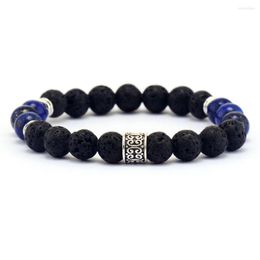 Strand Trendy Bracelet For Men Lava Stone Mala Bead Elastic Bangle Luxury Spiritual Stylish Bijoux Men's Jewellery Dropship Suppliers