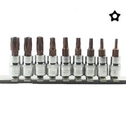 Screwdrivers T10-T50 Pentalobe Screwdriver Bit Set 1/4 3/8 inch Drive Socket Head Torx Star Screwdriver CR-V Material Auto Repair Hand Tool 230508