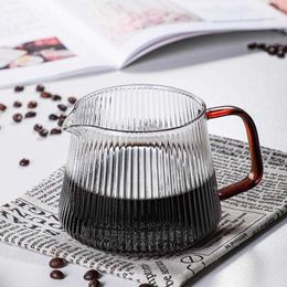 Coffee Pots Add to Wish List Pretty Coffee Bottle 350ML/500ML Vertical Striped Glass V Shaped Coffee Kettle Bia Coffee Teapot P230508