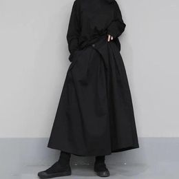 Men's Pants Trendy Gothic Loose Casual Culottes Mens Japanese Wide Leg Oversize Design Streetwear Dark Black Trousers Male Clothes
