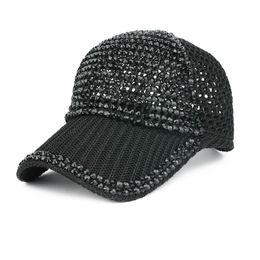 Snapbacks Women Men Studded Rhinestone Crystals Adjustable Ponytail Mesh Baseball Cap Shiny Bling Casual Sports Hat Stuff Loft Dozen Caps G230508