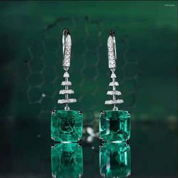 Dangle Earrings 925 Sterling Silver Origin Emerald Drop Earring For Women Fine Jewelry Aros Mujer Oreja Gemstone Jewellry Orecchini