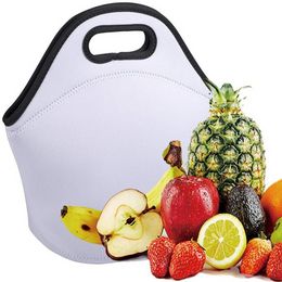 DHL Favours Sublimation Blanks Reusable Neoprene Tote Bag handbag Insulated Soft Lunch Bags With Zipper Design For Work & School FY3499 A0508