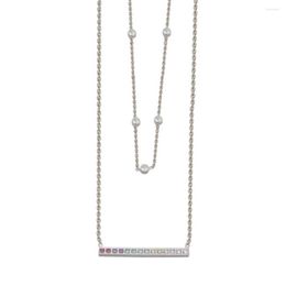 Chains Horizontal Colour Diamond Double Layer Steel Necklace