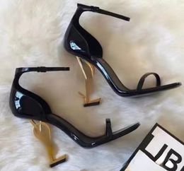 Fashion High Heels Summer One-line Buckle Sandals Female European and American French Square Head High Heel Stiletto Sandals Leather Women's Shoes