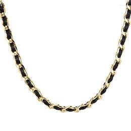 Chains Gold Titanium Steel Black Necklace Leather Woven 2023 Choker Accessories European And American Clavicle Chain