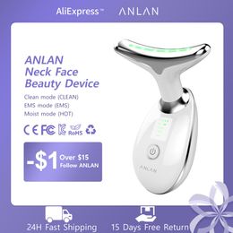 Face Massager ANLAN Neck Face Beauty Device 3 Colour LED pon therapy for skin firming double chin anti wrinkle removal skin care tool 230506