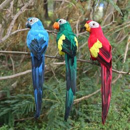 Garden Decorations 1PC Handmade Foam Feather Artificial Parrot Imitation Bird Model Figurine Birds Home Decoration Ornament