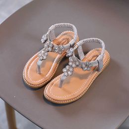 Sandali estivi nuovi bambini moda suola morbida scarpe floreali sandali con cinturino elastico solido per ragazze