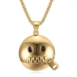 Pendant Necklaces Hip Hop Bling Gold Color Stainless Steel Shut Up Round Pendants For Men Jewelry Drop