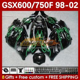 Body For SUZUKI GSXF750 GSXF600 KATANA GSXF 600 750 CC 600CC 750CC 1998 1999 2000 2001 2002 169No.64 GSX750F GSXF-600 GSXF-750 GSX600F 98 99 00 01 02 Fairing green flames