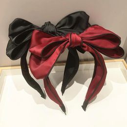 New Fashion Hairband For Women Wide Side Big Bowknot Headband For Girls Solid Colour Casual Turban Travel Hair Accessories