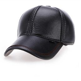 Snapbacks new High quality Faux Leather hat genuine winter leather hat baseball cap adjustable for men black hats G230508