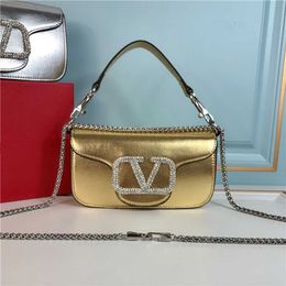 Cheap Purses on sale Crystal letter diamond buckle exquisite chain small bag versatile single shoulder diagonal cross portable square leather underarm