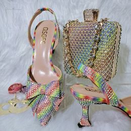 Sandals Full Of Crystal Decoration Style Wine Glass Heel Friends Party Shoes Nigerian Fashion Ladies Shoes And Bag For Party Wedding 230508