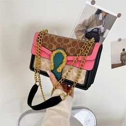 Cheap Purses on sale Bag Women's New Fashionable Coloured Chain Fashion Simple One Shoulder Crossbody Versatile Small Square
