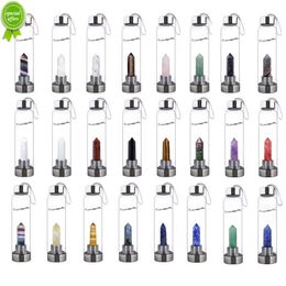 Water Bottle Natural Crystal Stone Diamond Point Healing Obelisk Wand Elixir Quartz Crystal Gem Colors Water Bottle Dropshipping