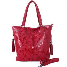 Evening Bags Women's Bag 2023 Snake Pattern Genuine Leather Fashion Casual Shoulder Large Capacity Tote