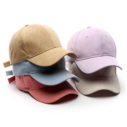 Snapbacks 15Color Fashion Suede Baseball Cap For Women Men Solid Snapback Cap Plain Curved Visor Vintage Outdoor Sports Sunshade Hat gorra G230508