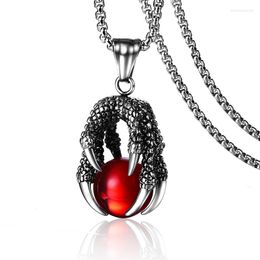 Pendant Necklaces Punk Gothic 316L Stainless Steel Dragon Claw & For Men Jewerly Dark Silver Color