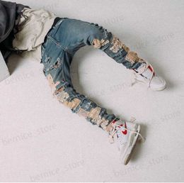 Men's Jeans Blue Color 2020ss in stock Best version hip hop men new men new Destroyed Skinny Jeans T230508