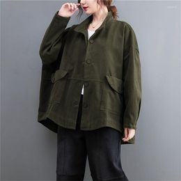 Women's Jackets 2023 Stand Collar Korea Style Street Fashion Autumn Blouse Coats Loose Women Outwear Clothes Casual