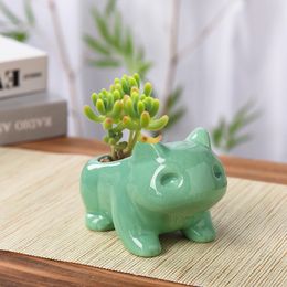 Planters Pots Garden Decoration Flower Pot Planter Bonsai Mini Ceramic Flowerpot Home Office Anime Bulbasaur Succulent Plant Gardening Supplie 230508