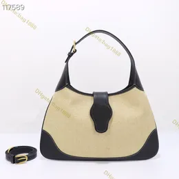 Top New Women's Bag Classic Designer Shoulder Bag Fashion Leather Panel Canvas Underarm Bag European and American Large Capacity Black Handbag Clip Bag