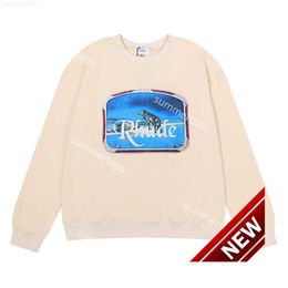 Rhude Designer Sweatshirt Lone Wolf Print Men Women Streetwear Mens Cotton Crewneck Hip Hop High Street Pullover Hoodies F02750