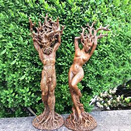 Decorative Objects Figurines Forest Goddess Statue Resin Tree God Sculpture Ornament Garden Crafts Creative Statue Home Room Desk Decoration Accessories 230508