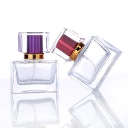 50pcs/lot 30ml Glass Empty Perfume Bottles Atomizer Refillable Spray Glass Bottle Square Scent Bottle Fast Delivery