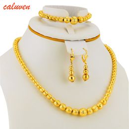 Pendant Necklaces Selling Bead Necklace Earrings Bracelet Set Jewellery Ball For Women Gold Colour AfricaArabMiddle EastEthiopian Gift 230506
