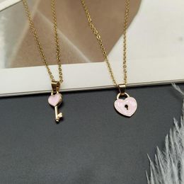 Pendant Necklaces Charm Key Heart Couple For Women Romantic Choker Clavicle Chain Engagement Valentine's Day Wedding Jewellery