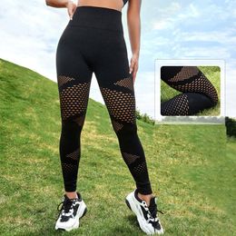 Women's Leggings Women Mesh Yoga Leggings Sport Seamless Leggings Fitness Workout Tights Scrunch Hollow Out Leggings Woman Mesh Booty Tights 230508