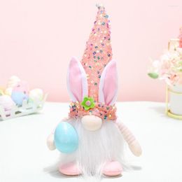 Gift Wrap Easter Faceless Doll Sequins Hat Design Long White Whiskers Big Nose Decorative Cloth LED Glowing Decoration