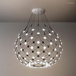 Pendant Lamps Postmodern Black Plus White LED Light Aluminium Big Net Creativity Hanging Lamp Nordic Living Room Home Deco Fixtures